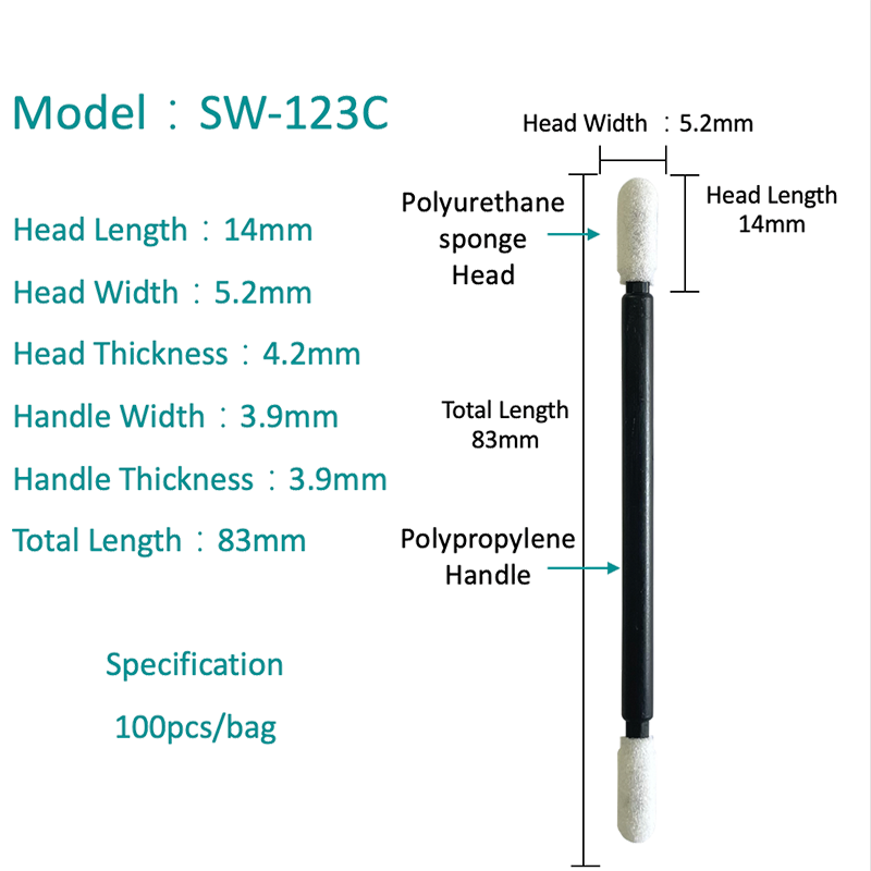 SW-123C Ceann Dúbailte Spúinse Ard-Dlús Swab