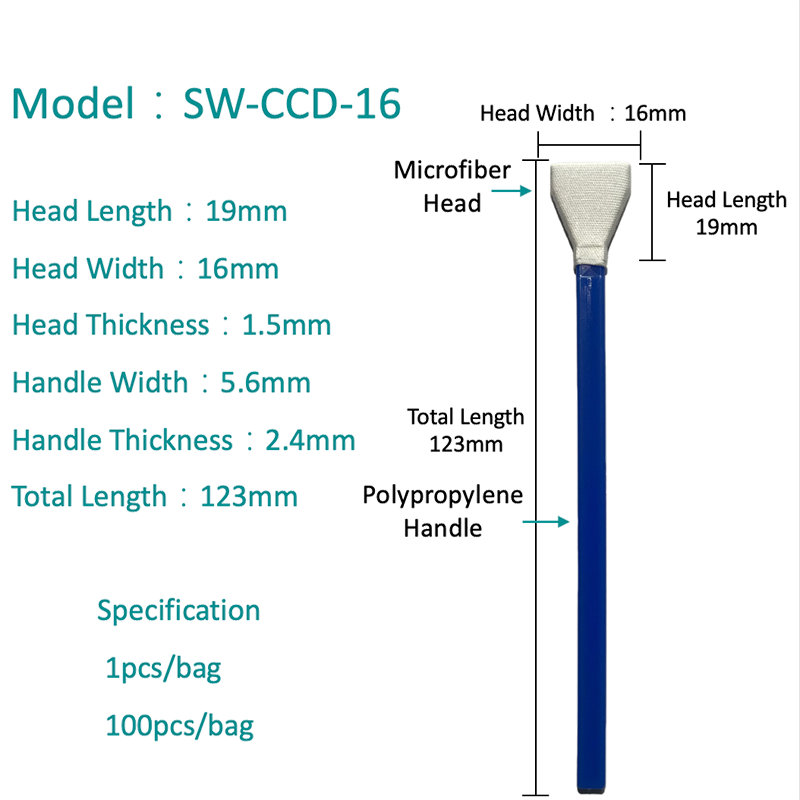 SW-CCD-16 Dust-saor ó dheannach agus Swab Microfiber Swab Swab