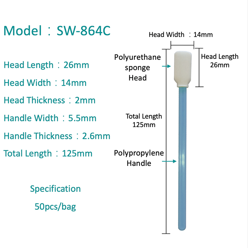 SW-864C Cuspóir Ginearálta Spúinse Ceann Dronuilleogach Swab